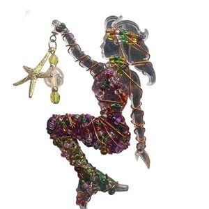 Bently Lovelace "Sea Lily" cell-cast Lucite Copper Wire Mermaid Pin Broach Whims